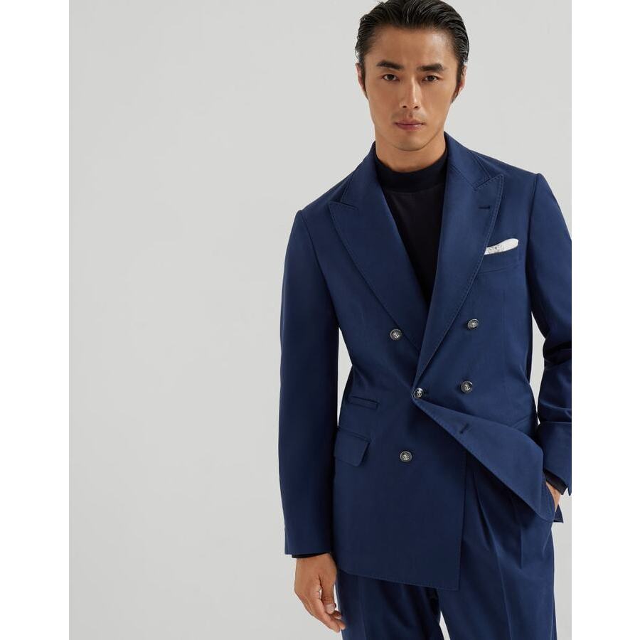 Brunello Cucinelli Mens Ocean Double Breasted Cotton Blazer