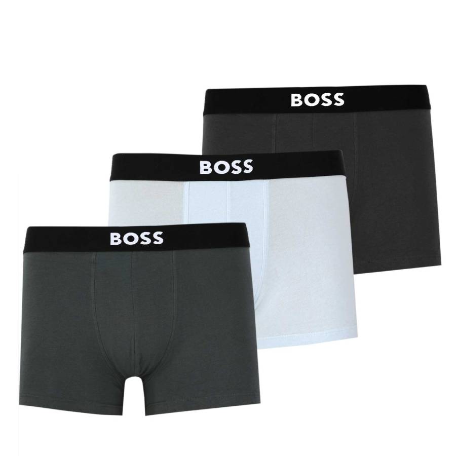 Hugo Boss 3-Pack Logo Waistbands Stretch-Cotton Trunks