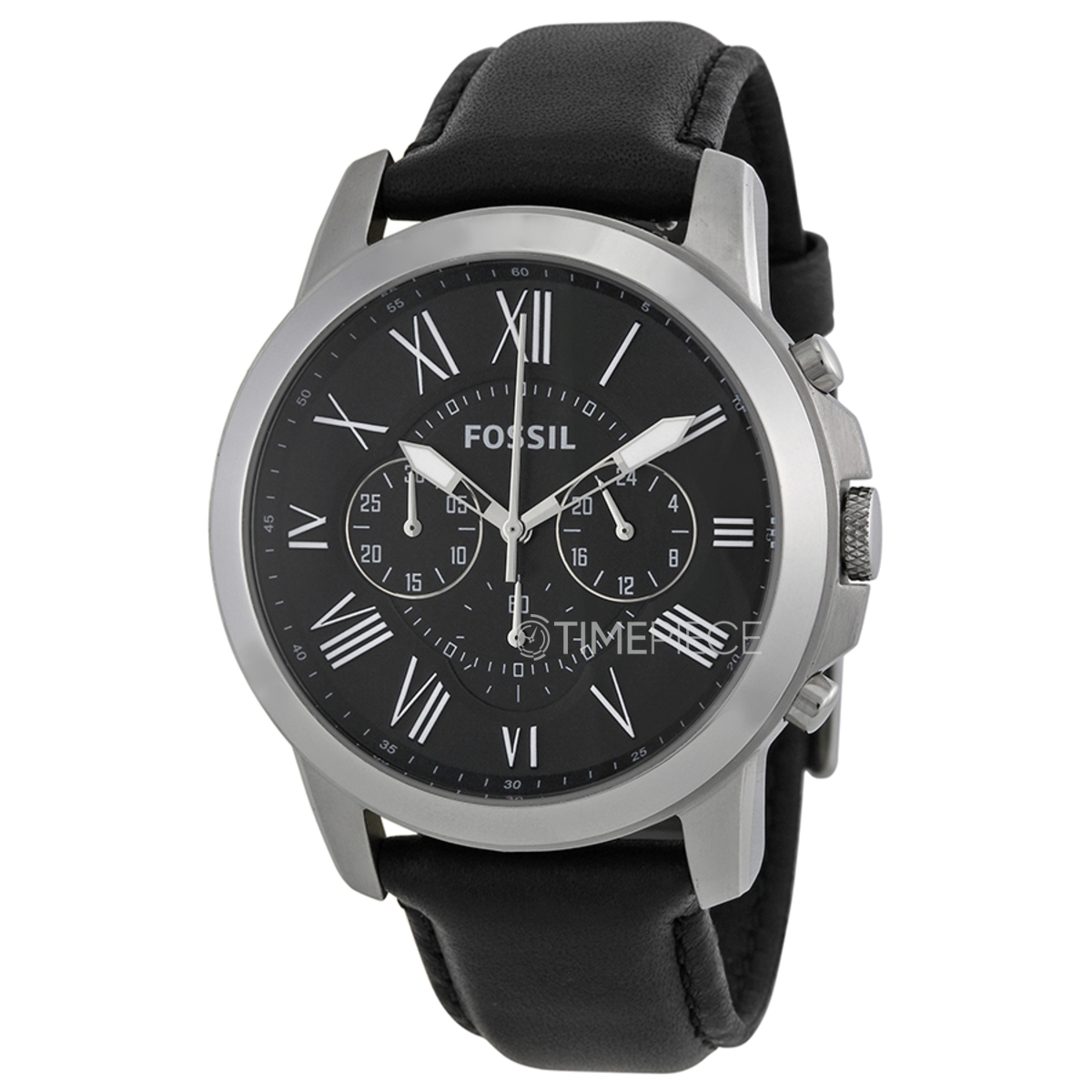 Fossil Grant Black Dial Black Leather Mens Watch FS4812