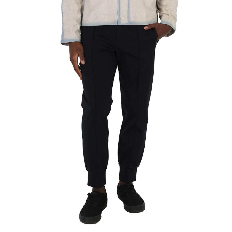 Emporio Armani Mens Blu Navy Ponte-Di-Roma Fabric Joggers