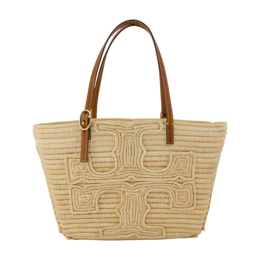 Tory Burch Raffia Woven Tote Bag  Beige