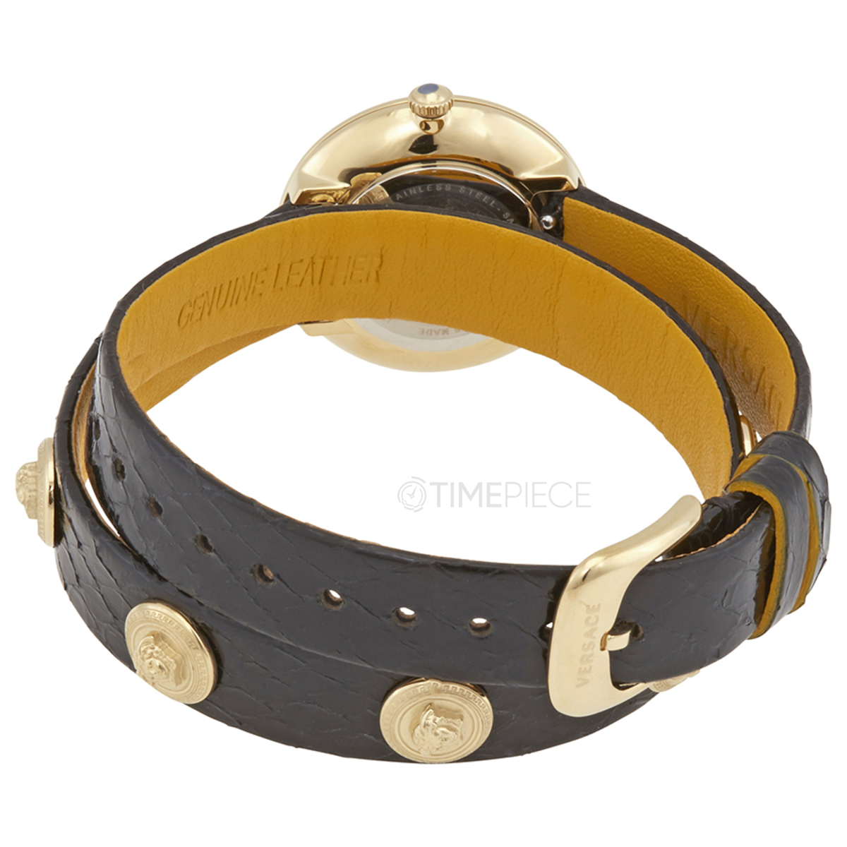 Leather Collar With Medusa Studs - Small Versace