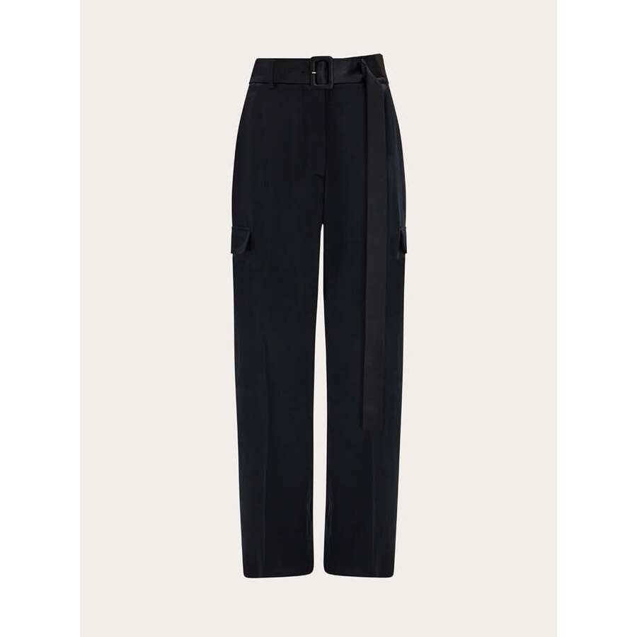 Ferragamo Black Belted Straight Trousers