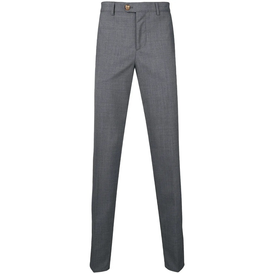 Brunello Cucinelli Men'S Gray Tailored Trousers With Button Detail