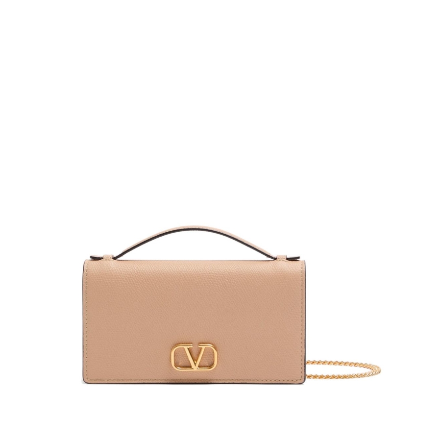 Valentino Garavani Vlogo Signature Leather Wallet On Chain