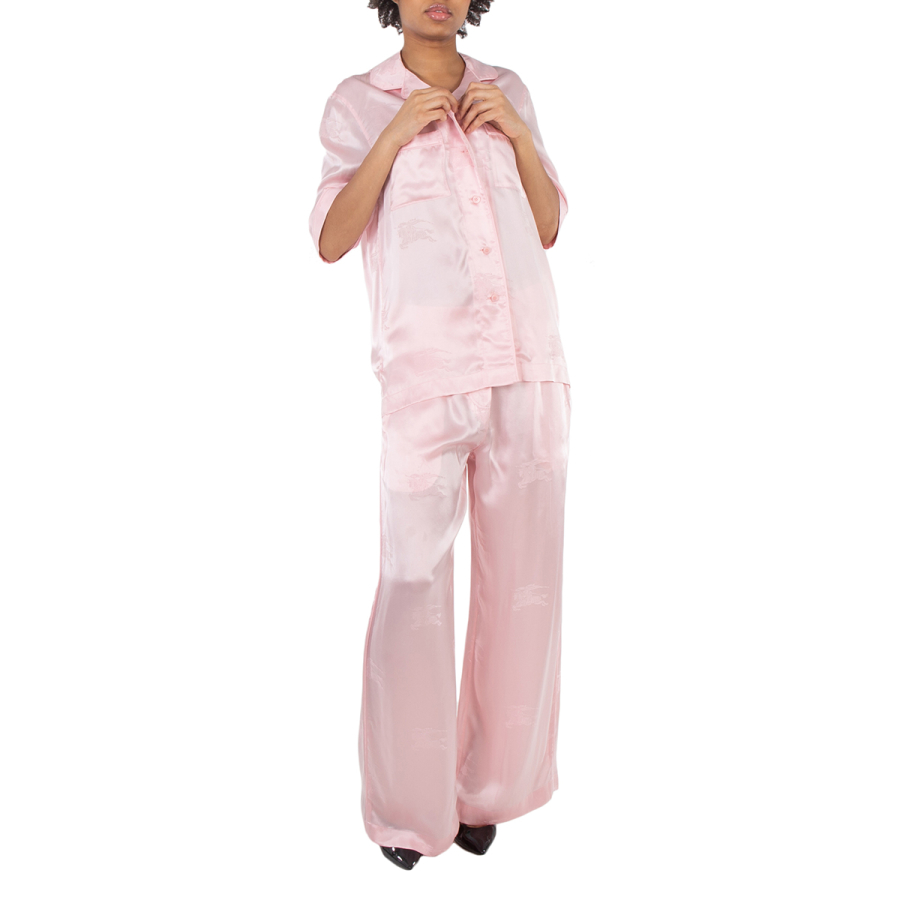 Burberry EKD Wide Leg Silk Jacquard Trousers