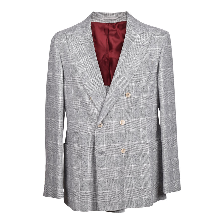 Brunello Cucinelli Pearl Grey Wool Double-Breasted Blazer