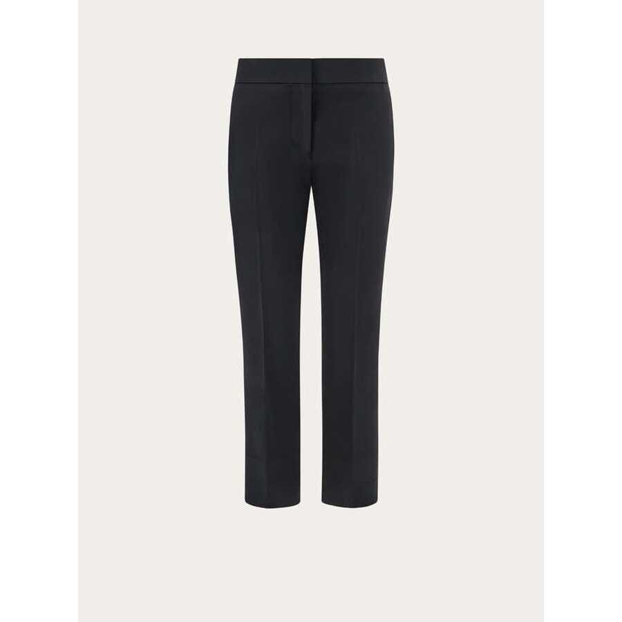 Ferragamo Black Wool Blend Trousers, Brand Size 44 (US Size 10)