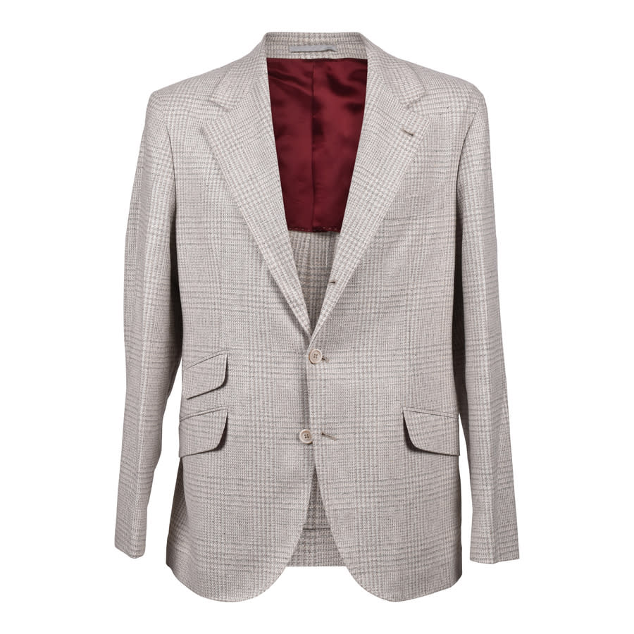 Brunello Cucinelli Men'S Sand Wool Blend Check Suit