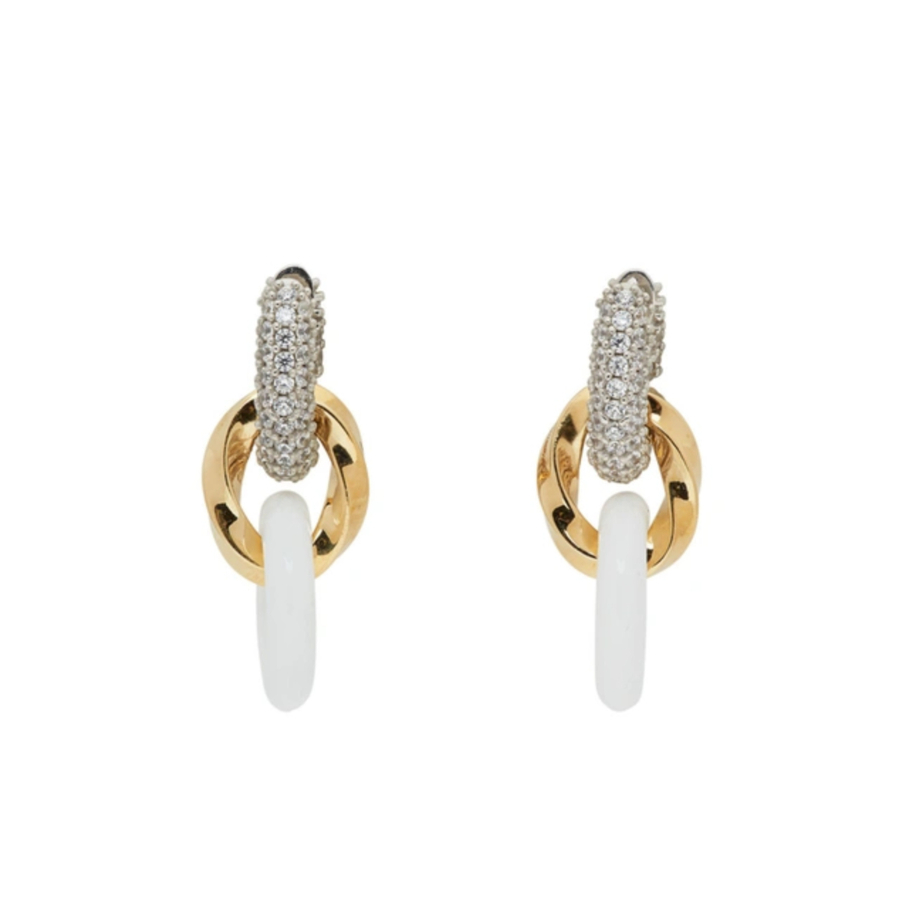 Bottega Veneta Crystal-Embellished Chain Earrings — Gold
