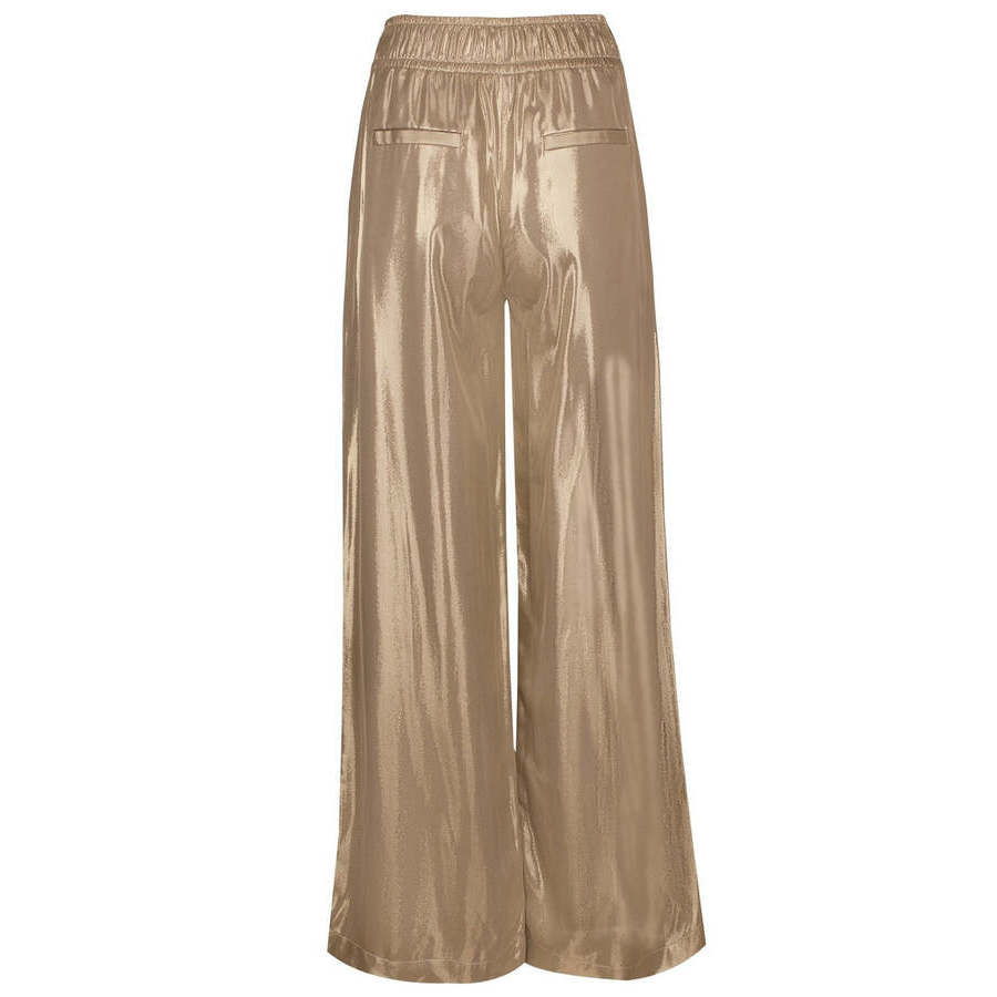 Brunello Cucinelli Gold Wide-Leg Satin Trousers