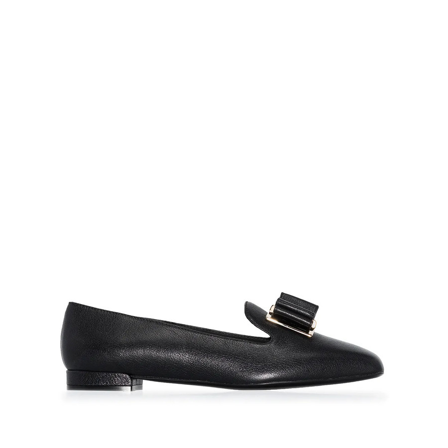 Ferragamo Womens Black Moccasins Loafers