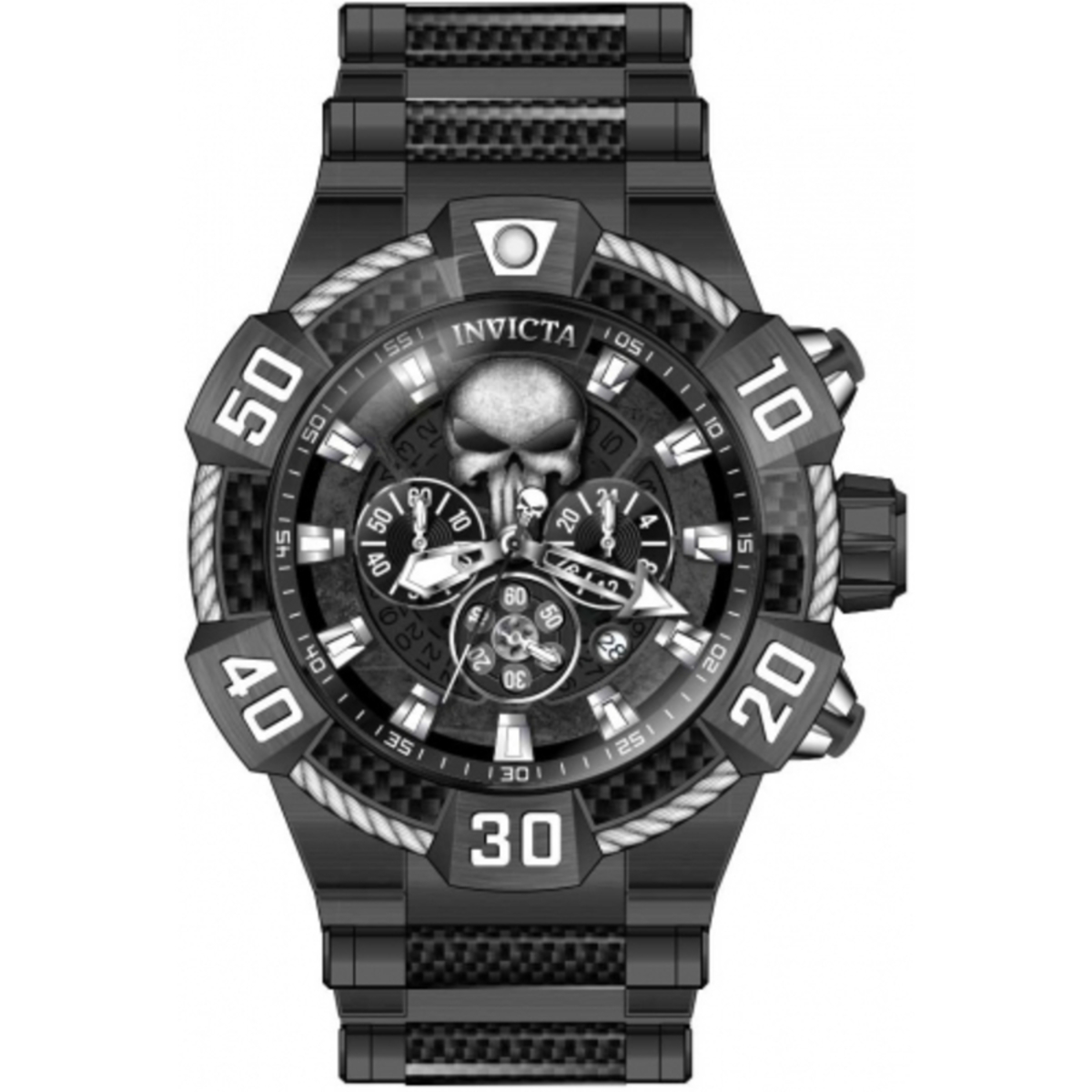 Invicta Marvel Punisher GMT Chronograph Black Dial Mens Watch 37687