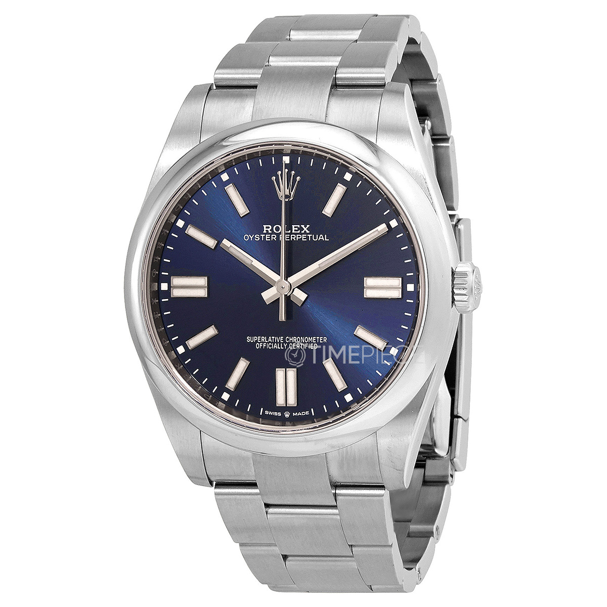 Pre - Owned ROLEX Oyster Perpetual 41 with a bright blue dial and an Oyster  bracelet M124300-0003 Complete