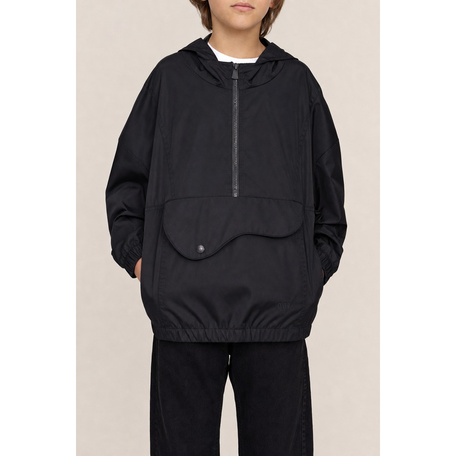 Dior Hooded Half-Zip Anorak Jacket — Black