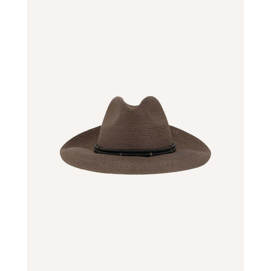 Brunello Cucinelli Womens Brown Woven Straw Hat Accessories & Slg