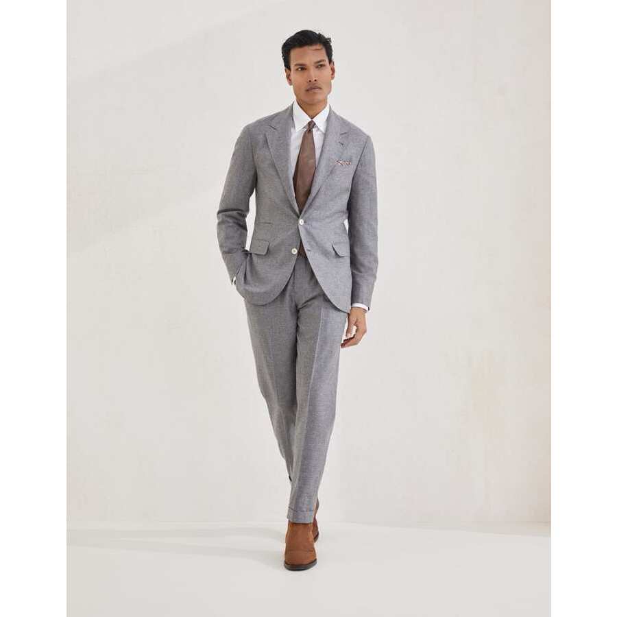 Brunello Cucinelli Men's Grey Wool Silk Two Button Suit