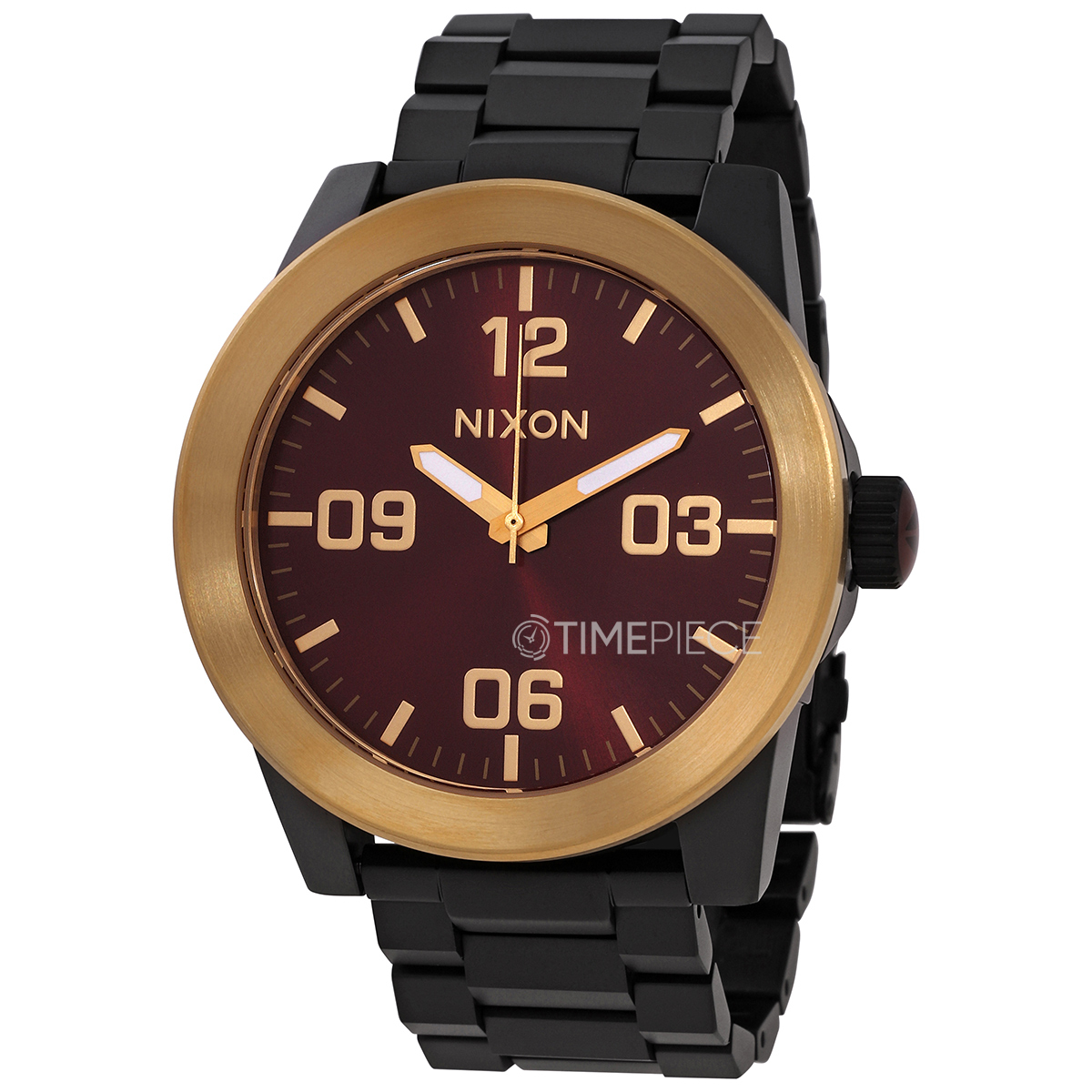 Nixon Time Teller Matte Black, Gold, & Burgundy Watch