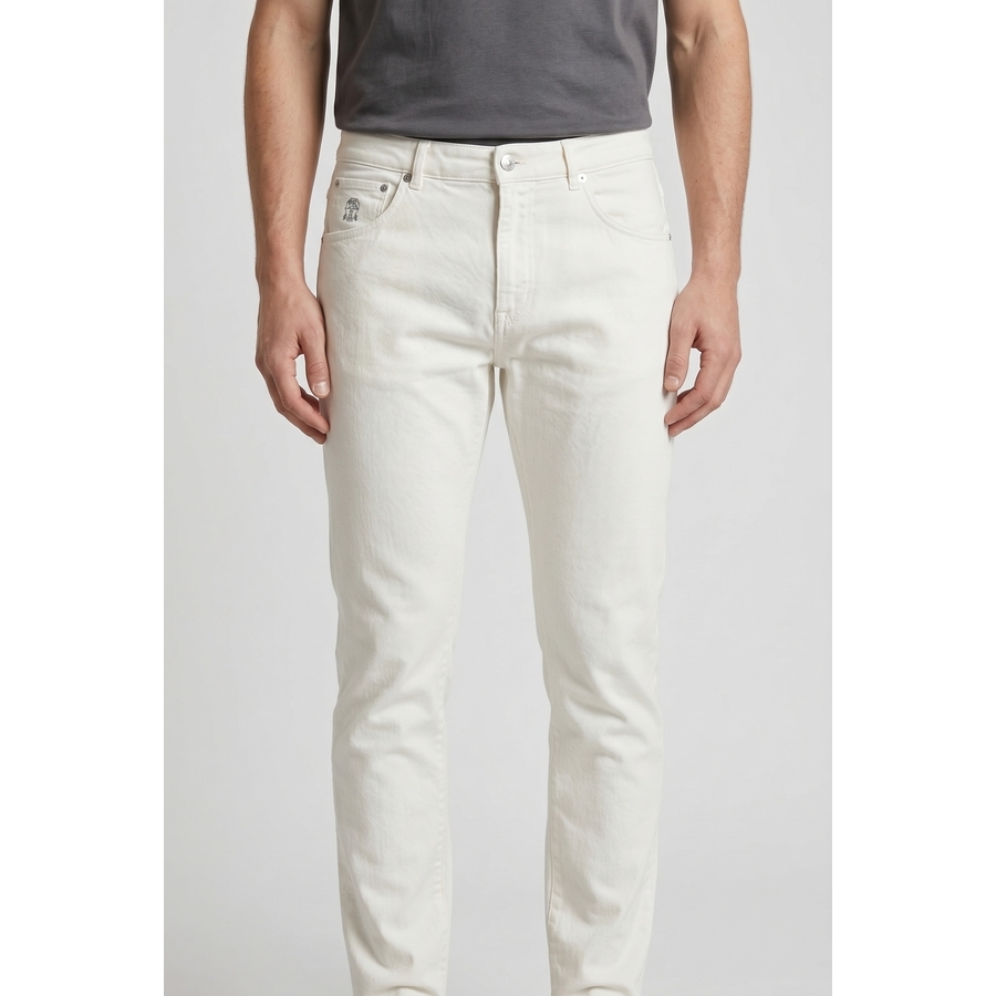 Brunello Cucinelli Off White Slim Jeans