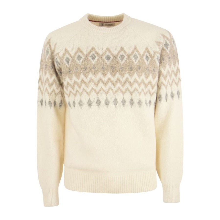 Brunello Cucinelli Men's Panama Wool Blend Patterned Crewneck Sweater