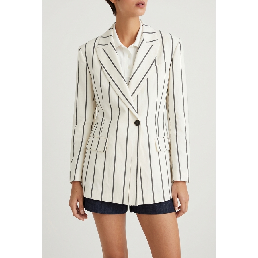 Brunello Cucinelli White Striped Linen Blazer