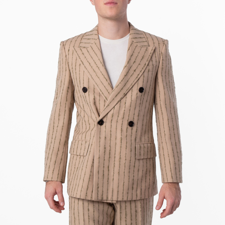 Burberry Striped Double-Breasted Wool-Mohair Blazer