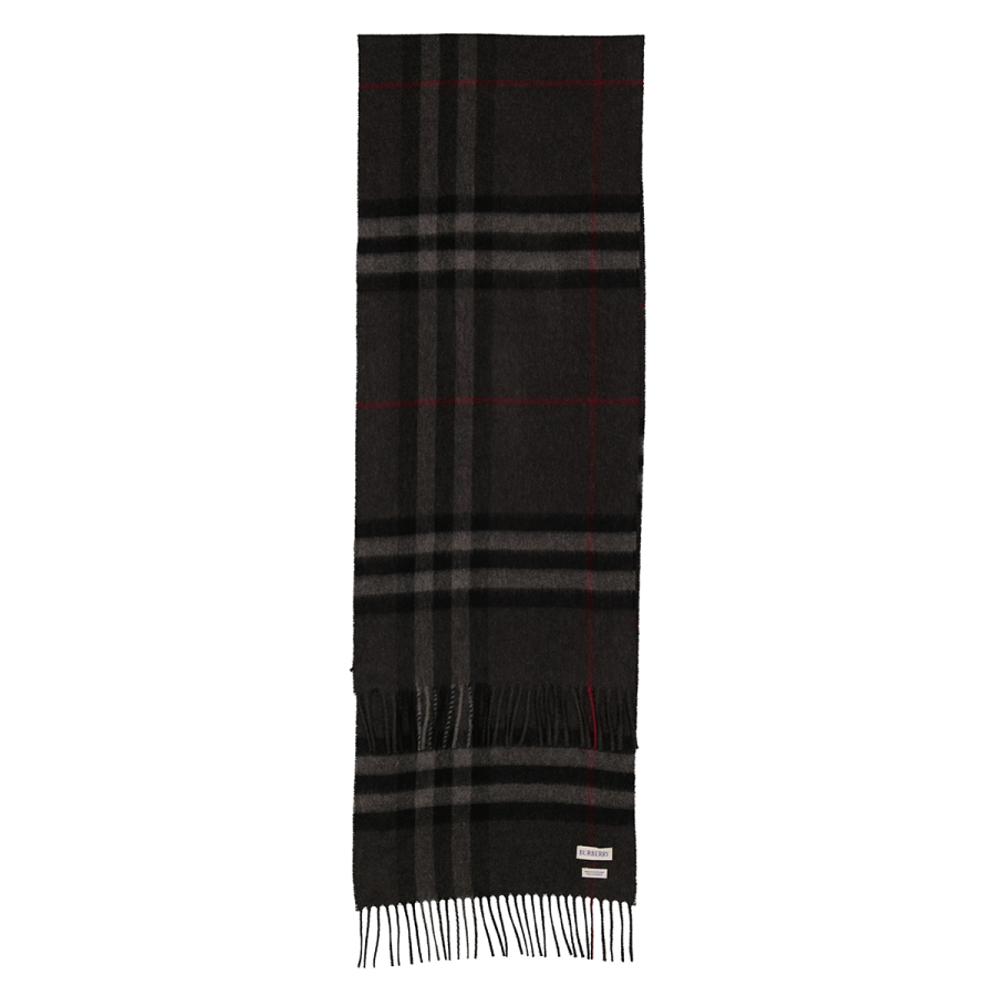 Burberry Charcoal Giant Check Cashmere Scarf