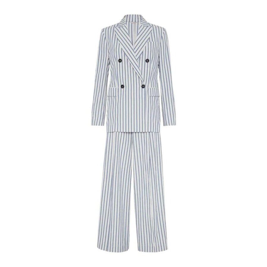 Brunello Cucinelli White Striped Tailored Blazer
