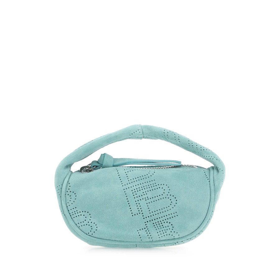 BY FAR Sea Green Suede Micro Cush Handbag
