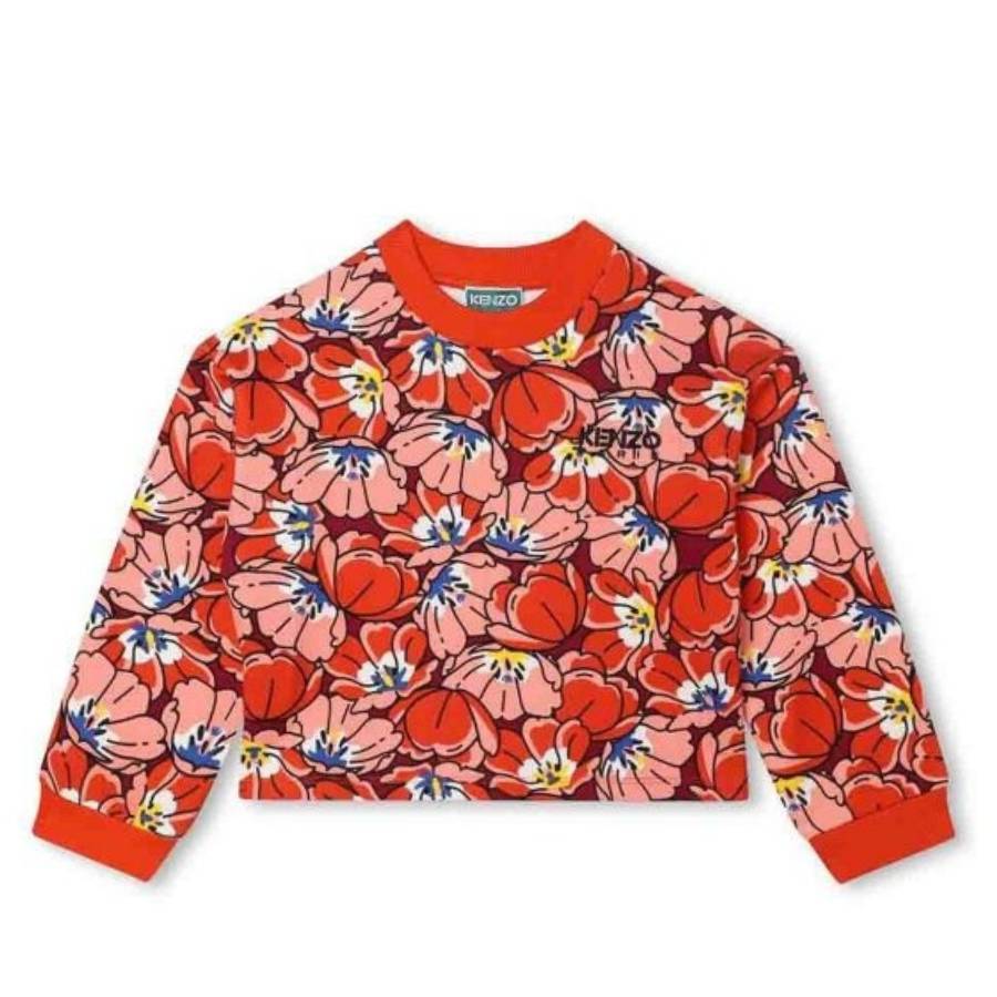 Kenzo Girls Floral Print Cotton Sweatshirt