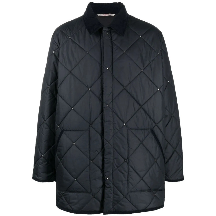 Valentino Garavani Rockstud Diamond-Quilted Short Coat