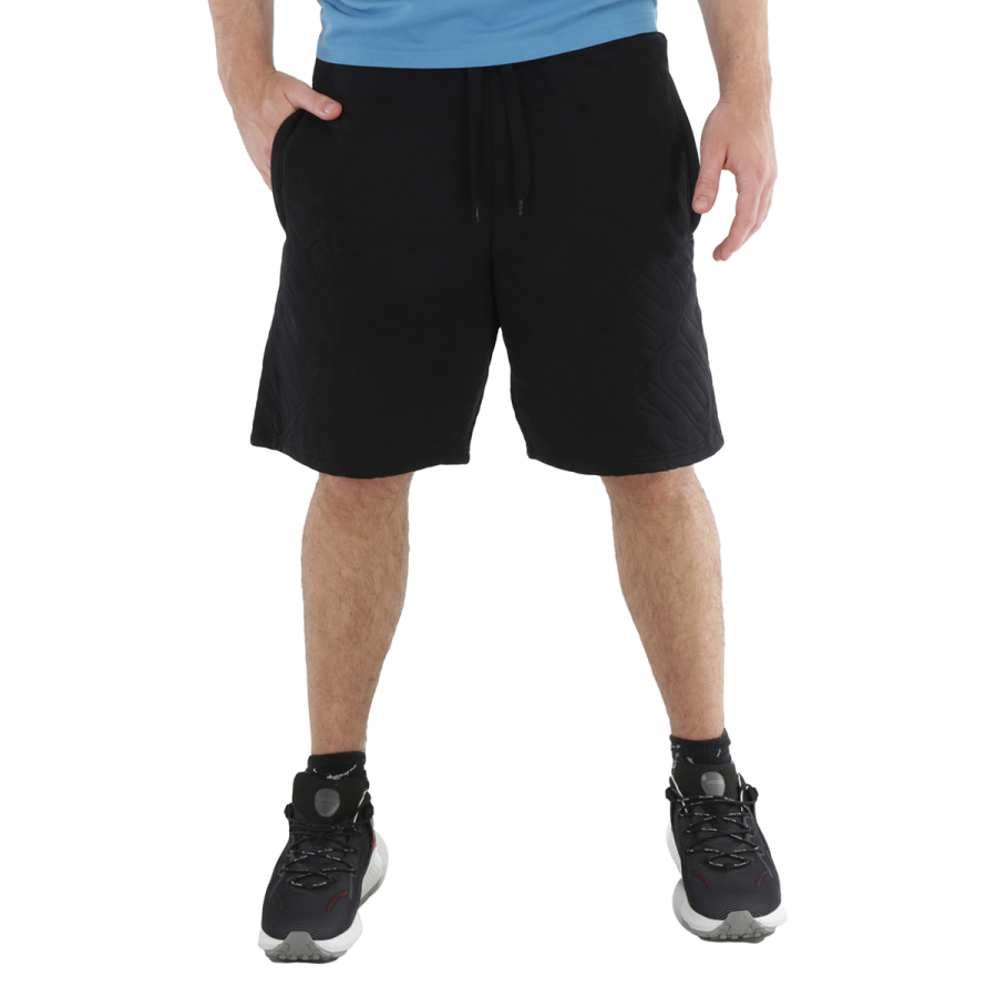 Moschino Mens Black Allover Logo Drawstring Shorts