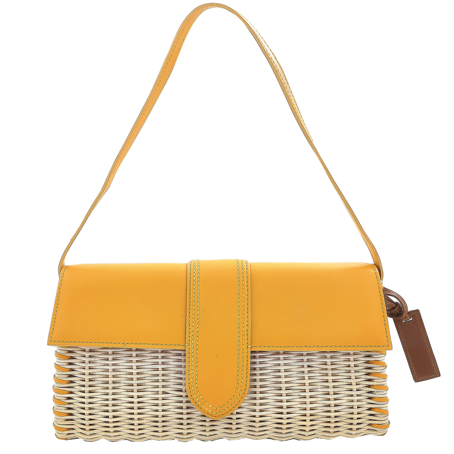 Jacquemus Yellow Le Bambino Long Woven Shoulder Bag