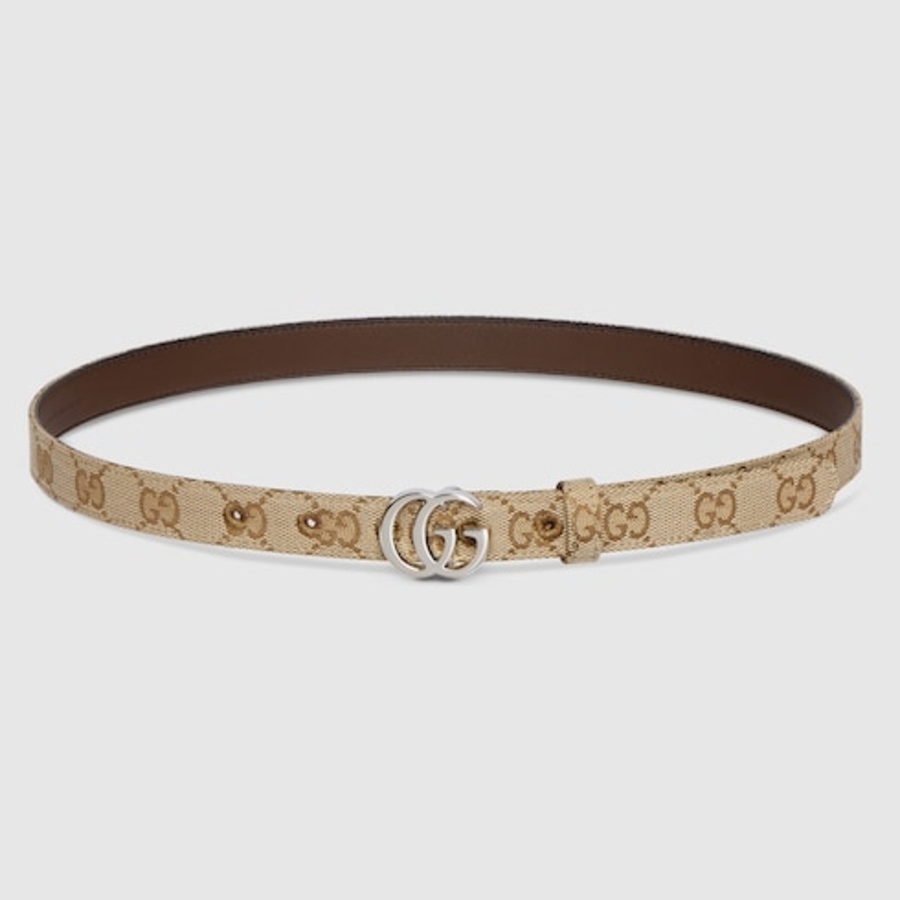 Gucci GG Marmont Thin Sand GG Canvas Belt