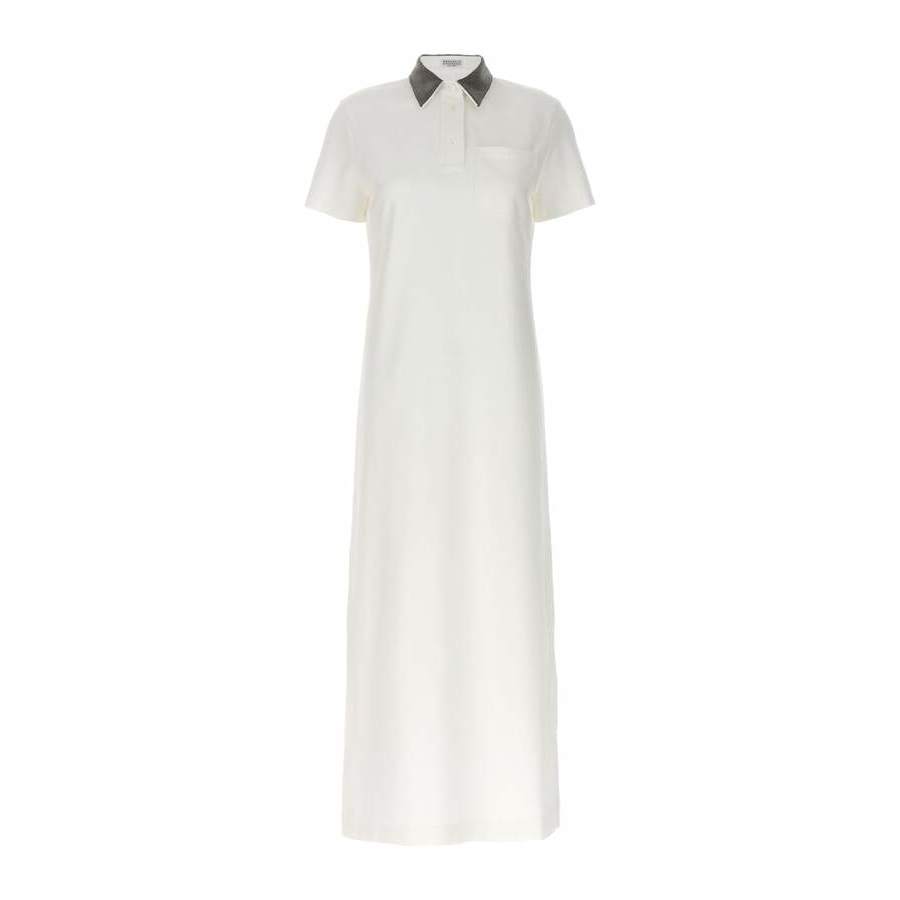 Brunello Cucinelli Wooff White Polo Collar Dress