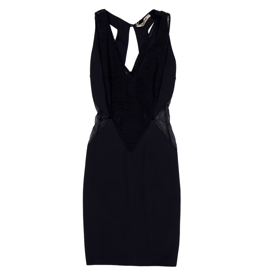Roberto Cavalli Black Sleeveless Fitted Mini Dress