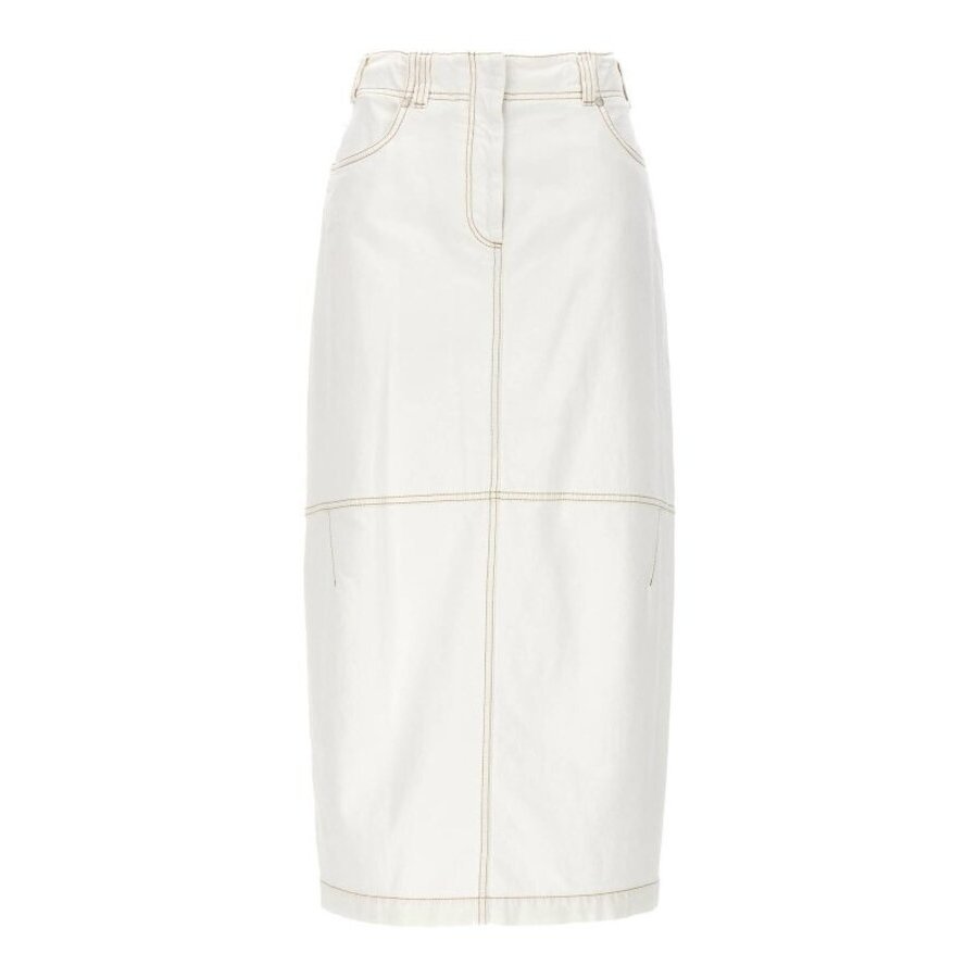 Brunello Cucinelli Wooff White Straight Cotton Skirt