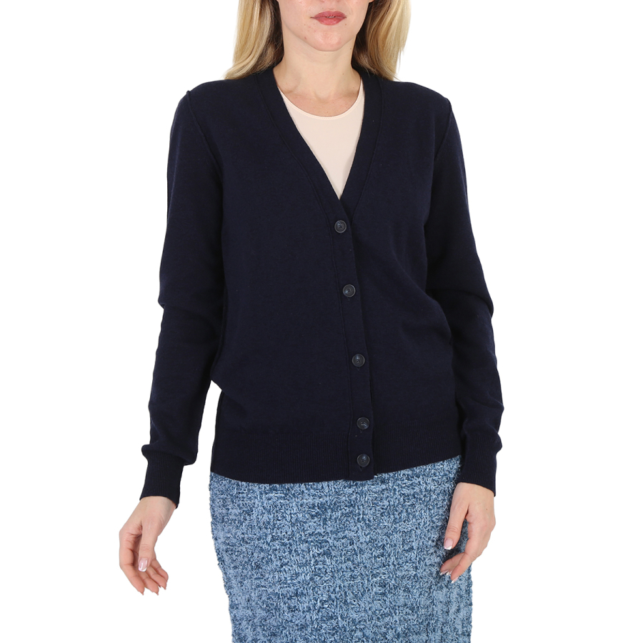 Maison Margiela Ladies Navy Cashmere V-Neck Cardigan