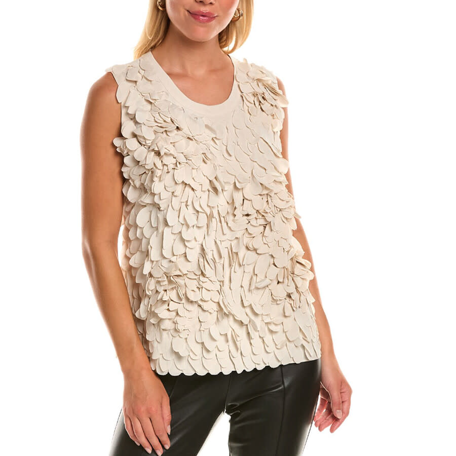 Brunello Cucinelli Cream Silk Blend Textured Top