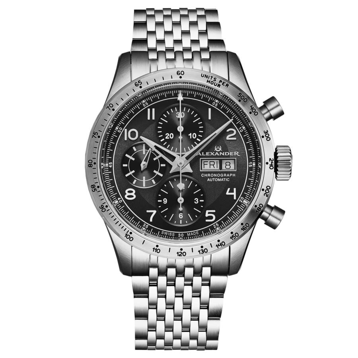 Alexander Alexander 2 Chronograph Automatic Black Dial Mens Watch A45001