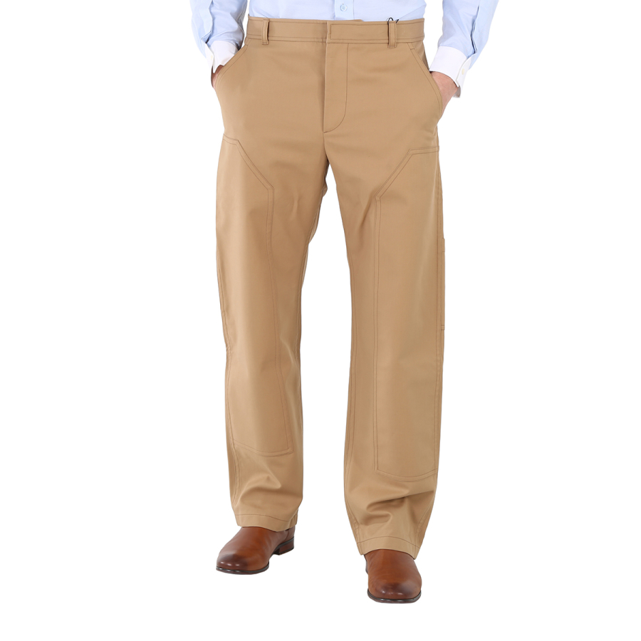 Burberry Mens Cotton Twill Tailored Trousers In Warm Walnut, Brand Size 44 (Waist Size 29.5'')