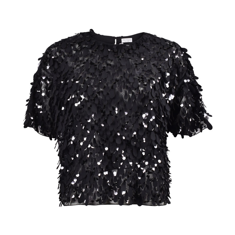 Brunello Cucinelli Black Sequin Embellished Shirt