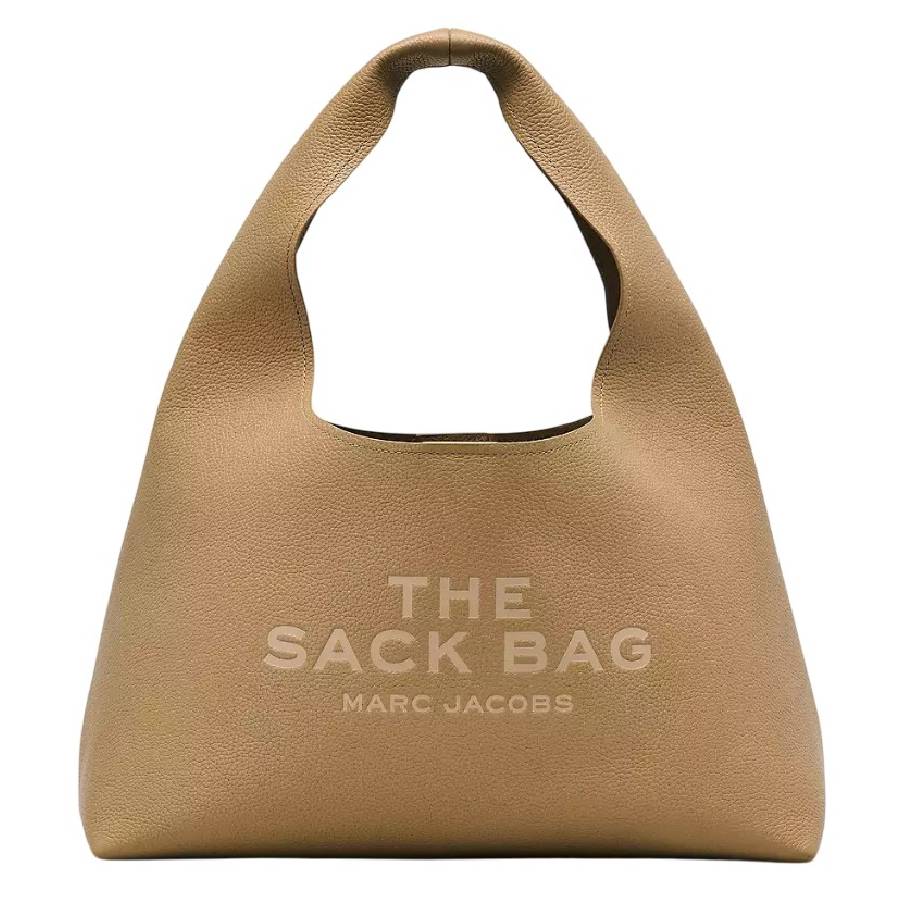 Marc Jacobs Structured Leather Hobo Shoulder Bag — Beige