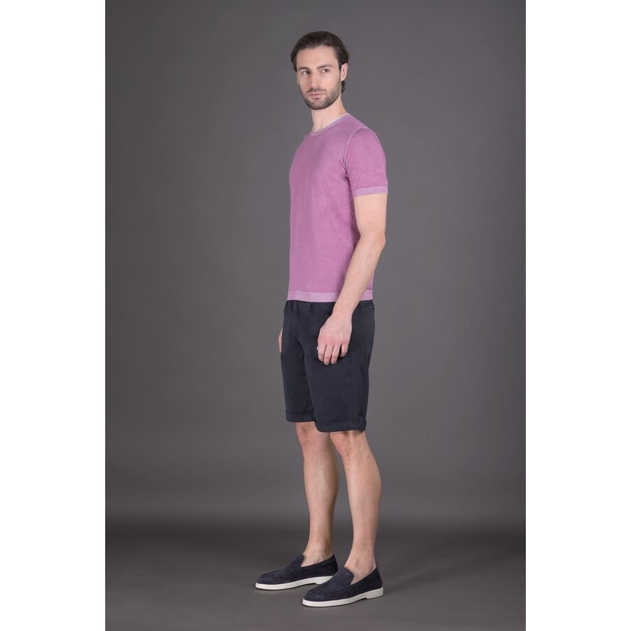 Moorer Men'S Light Purple Short Sleeve Sweater
