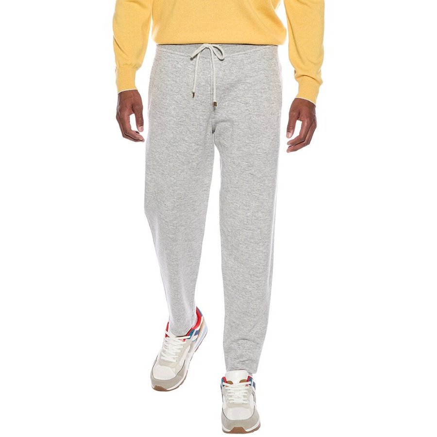 Brunello Cucinelli Gray Drawstring Knit Trousers