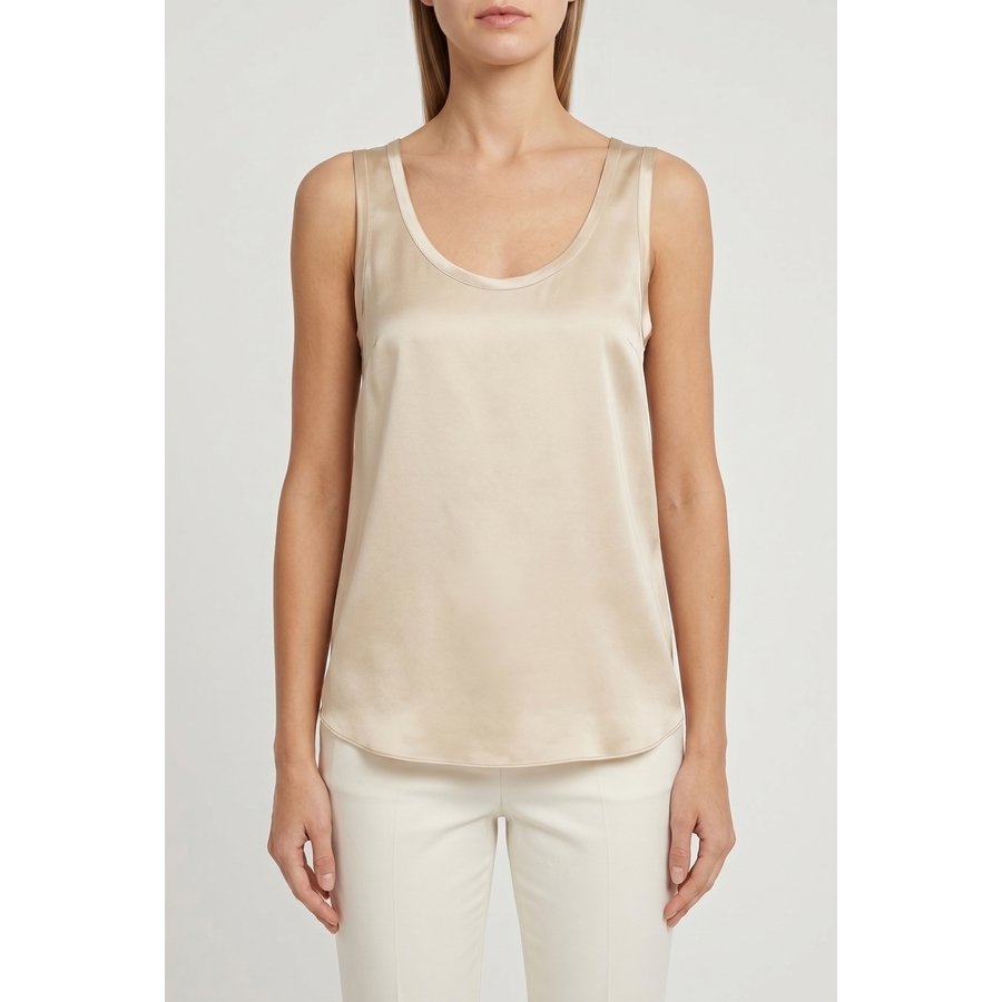 Brunello Cucinelli Wolight Gold Silk Tank Top