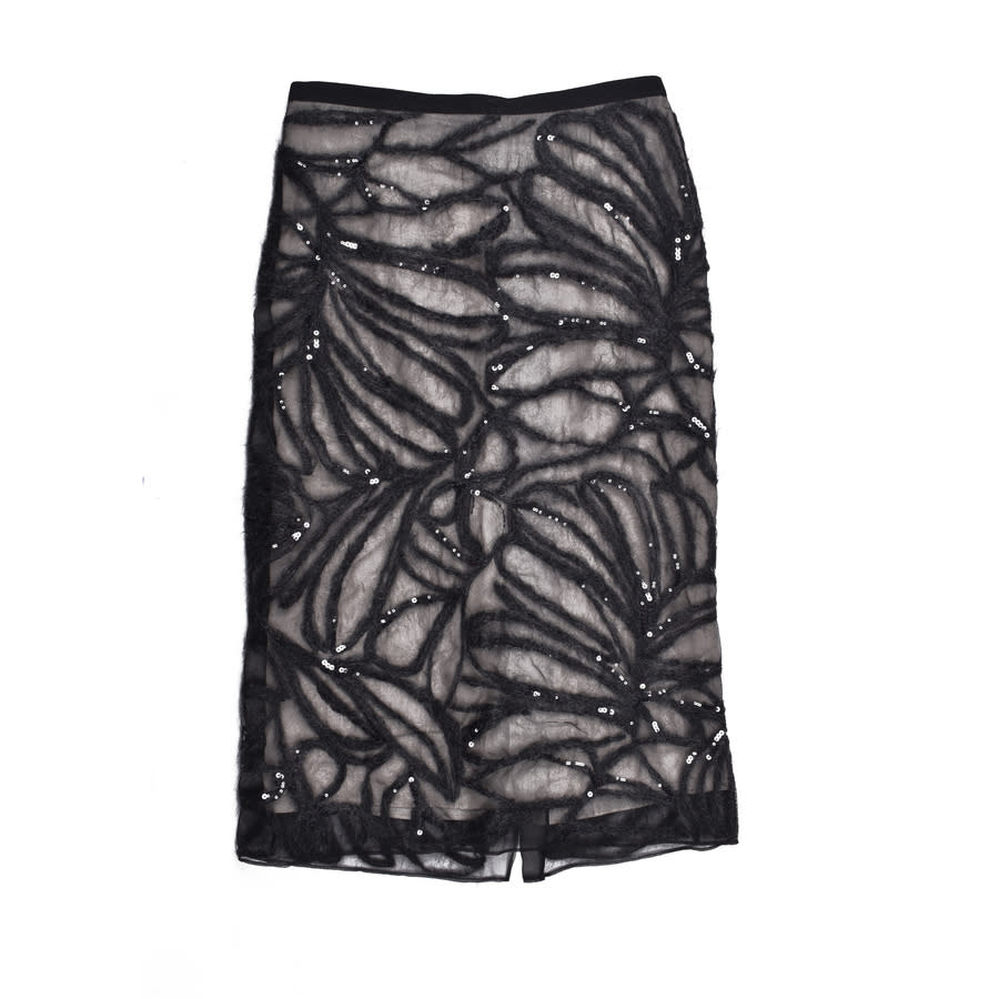 Brunello Cucinelli Black Silk Sequin Skirt