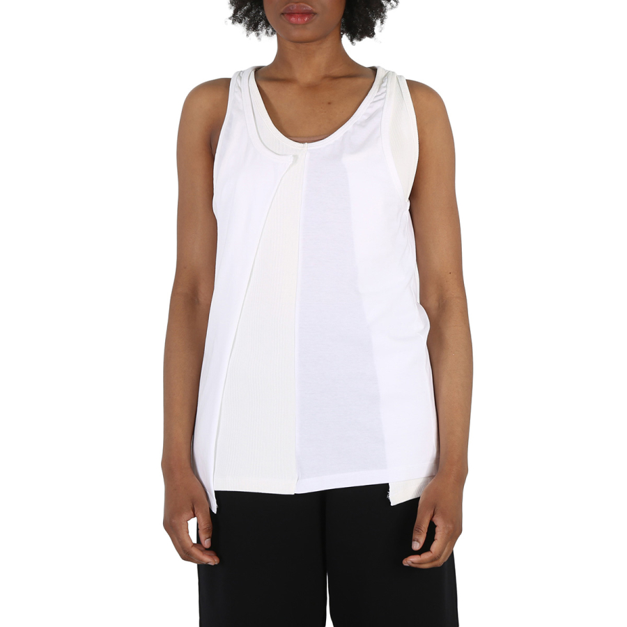 MM6 Maison Margiela Off White Layered-Detail Tank Top