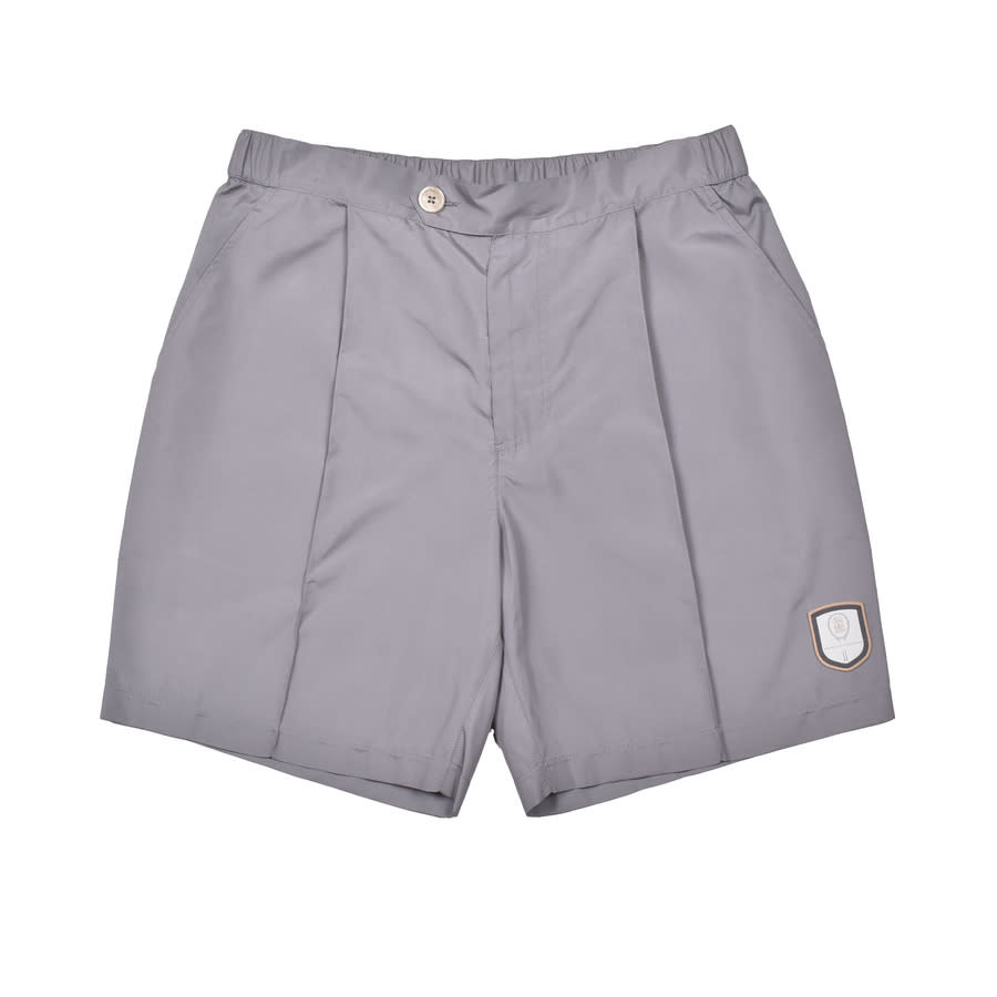 Brunello Cucinelli Gray Tailored Shorts With Logo Patch