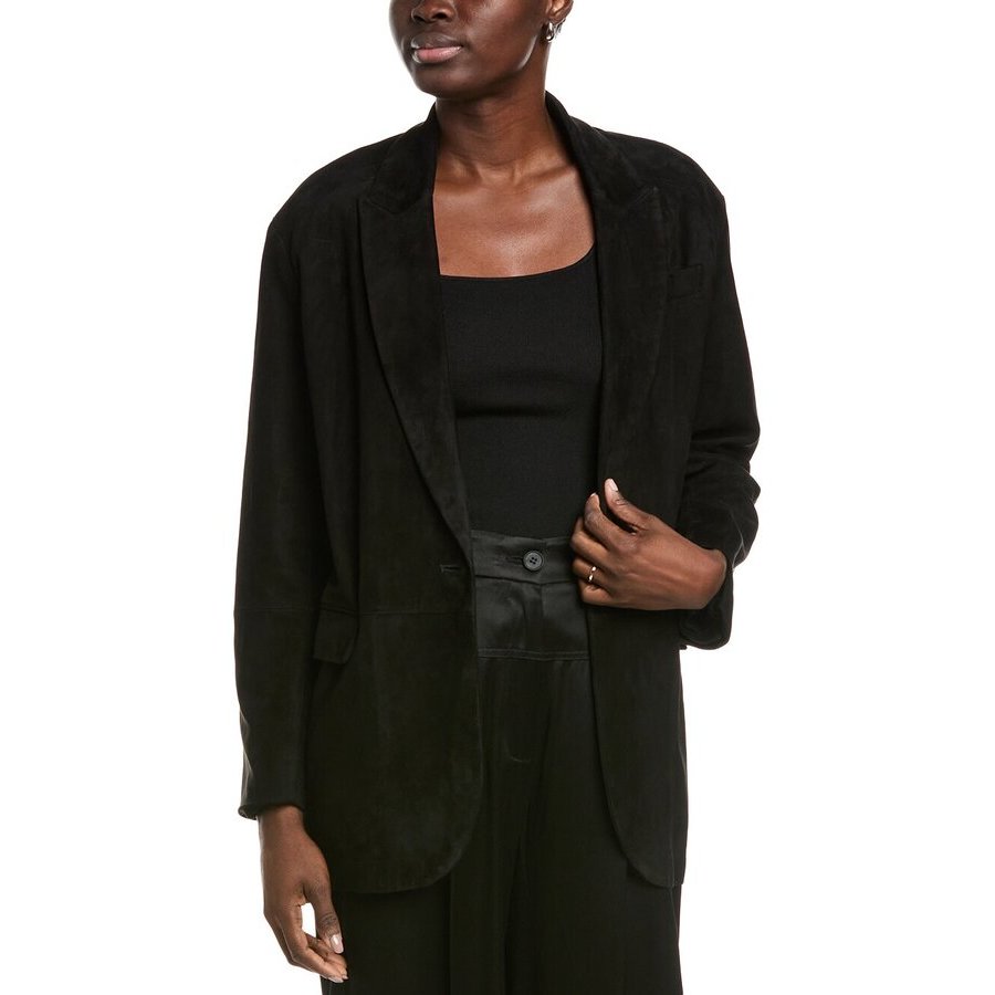 Brunello Cucinelli Women'S Black Oversized Suede Blazer